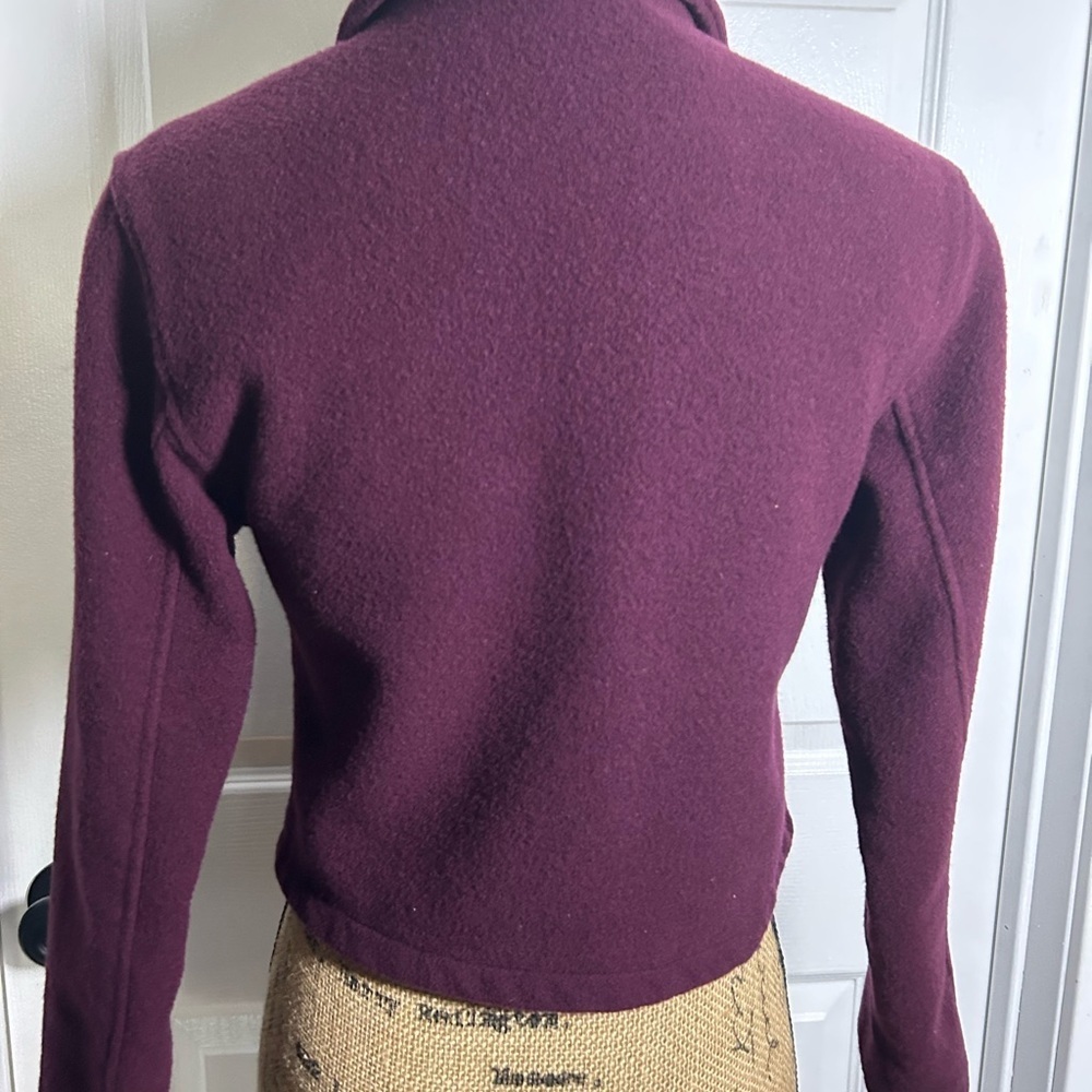 Ashley Schott Burgundy Wool Utility Jacket Vintage 90s cropped military style - Picture 3 of 5